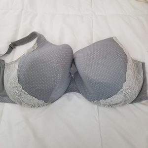 Lane Bryant gray bra with white poka dots
